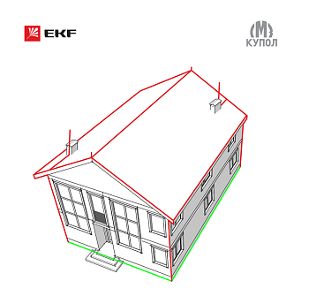 Комплект молниезащиты частного дома габ, 15х18м PROxima EKF