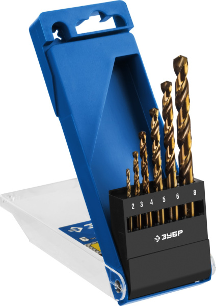 КОБАЛЬТ 6шт(2-8мм), Набор сверл по металлу, сталь Р6М5К5, класс А ЗУБР