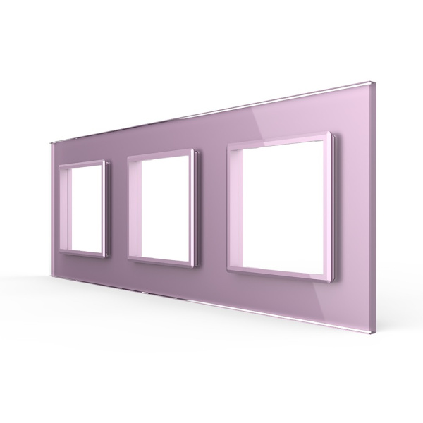 Рамка для розетки 3 поста, цвет розовый, стекло Livolo