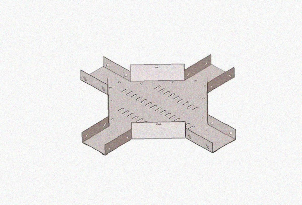 Лоток крестообразный замковый перфорированный КМЗ 300х80 УТ1,5, оцинкованный лист, S1,0
