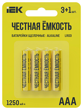Батарейка щелочная Alkaline LR03/AAA (4шт/блистер) IEK