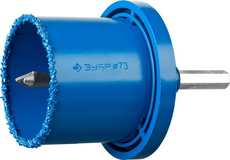 Набор кольцевых коронок "Профессионал" c карбид-вольфрамовым нанесением, 6 предм. в кейсе: коронки d 33, 53, 67, 73 мм, основание, сверло ЗУБР