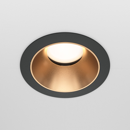 Встраиваемый светильник 1*GU10 10Вт Черный и Матовое золото IP20 Downlight DL051-U-1BMG Technical Maytoni