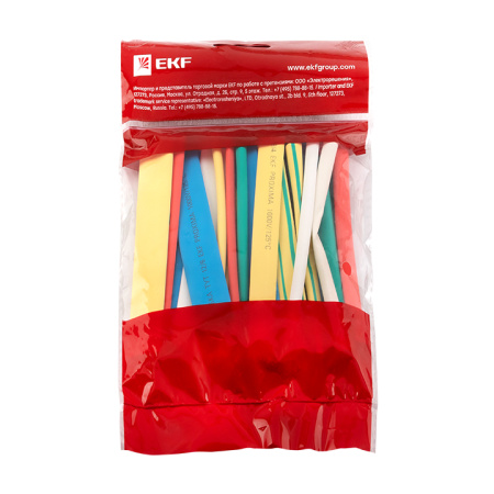 Набор ТУТ нг: 7 цветов по 5шт, Разного диаметра (4/2, 6/3, 8/4, 10/5, 12/6) 100мм, PROxima EKF