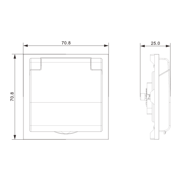 Donel S08 сталь накладка для розетки без заземления, с крышкой, 16A 250 В~, серия DB