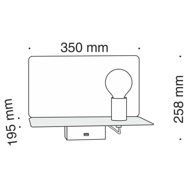 Бра 1*E27 60Вт Белый IP20 Rack C182-TL-01-W Technical