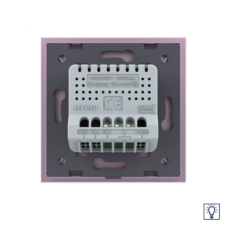Одноклавишный сенсорный Адаптивный диммер 1 пост, цвет розовый Livolo