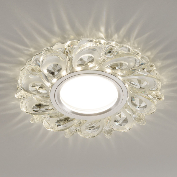 Встраиваемый точечный светильник со св/д подсветкой 1*G5.3 прозрачный IP20 (a041526) Elektrostandard