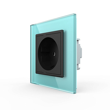 Розетка Livolo 1 пост Черная с зеленой рамкой VL-C7C1EU-12/18