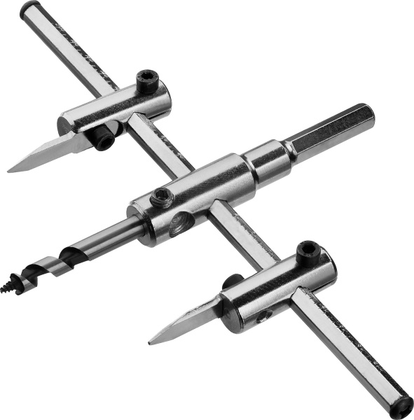 Сверло "Мастер" регулируемое по дереву, двухрезцовое "Балеринка", d=40-200мм, 1-30мм, в блистере ЗУБР