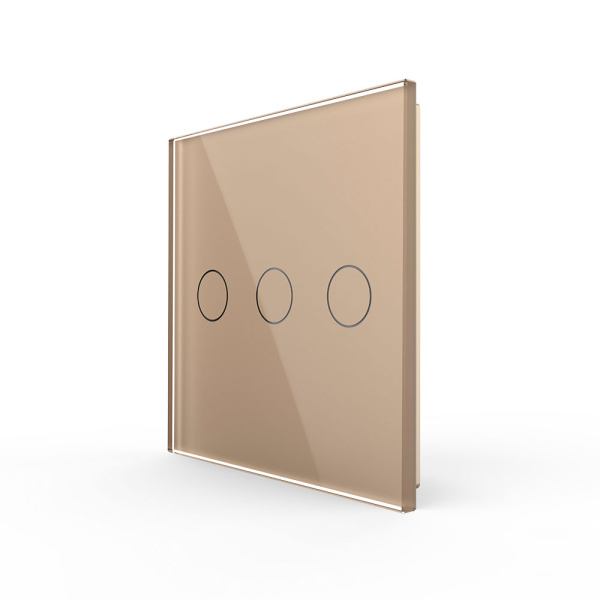 Панель для сенсорного выключателя UK стандарт, 3 клавиши, цвет золотой, стекло B Livolo