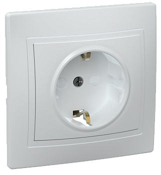 Розетка 1-местная РСш10-3-КБ с з/з с защитной шторкой 16А керамика КВАРТА белый IEK