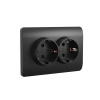 Розетка с/з со шторками двойная, 16А, черный NEW3-E CHINT