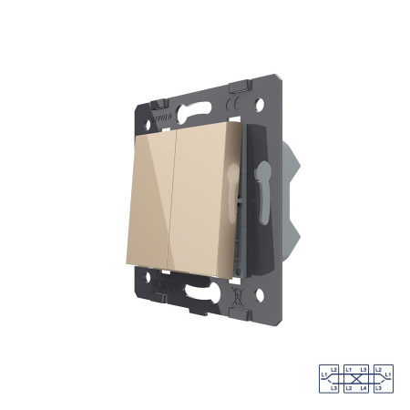 Клавиша перекрестного механического выключателя, 1/2 модуля, цвет золотой (механизм) Livolo