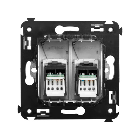 Компьютерная розетка RJ-45 в стену, кат.5e двойная, "Avanti","Закаленная сталь" DKC