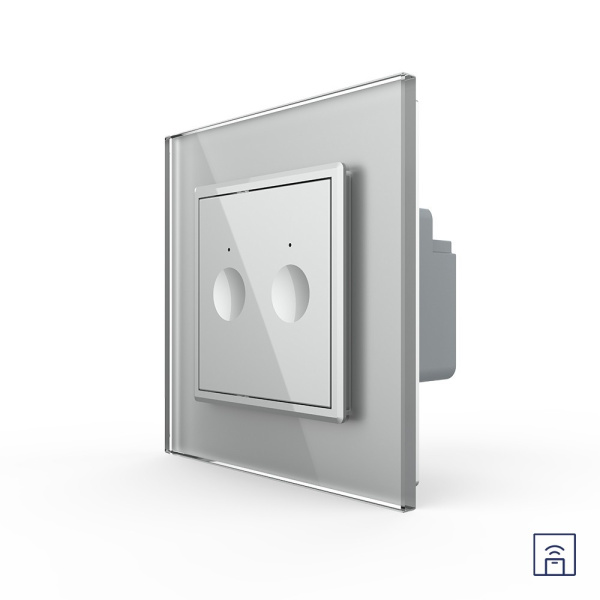 Двухклавишный сенсорный выключатель Module с функцией радиоуправления, цвет серый Livolo