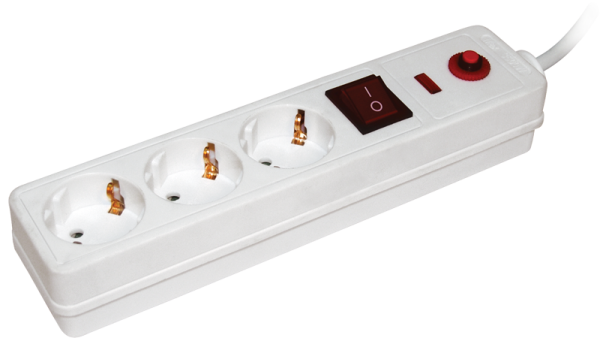 Сетевой фильтр СФ-03К-выкл. 3 места 2P+PE/1,5метра 3х1мм2 IEK