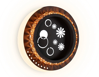 Настенный светодиодный светильник с хрусталем FA273 CF/TI кофе/янтарь LED 3000K+6400K 24W 200*180*50 Ambrella Light