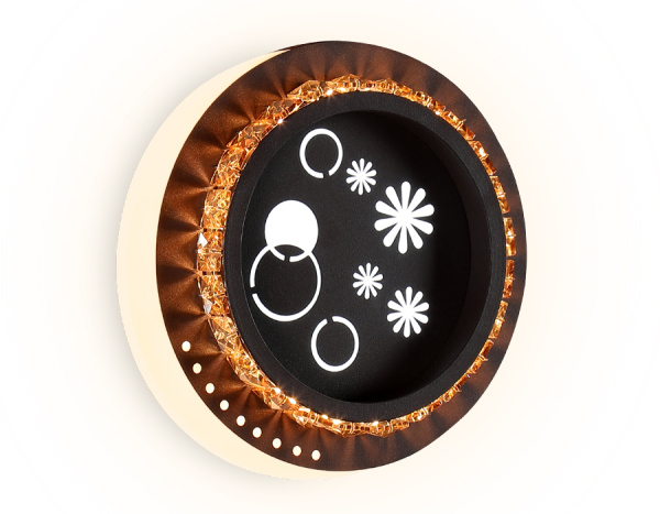 Настенный светодиодный светильник с хрусталем FA273 CF/TI кофе/янтарь LED 3000K+6400K 24W 200*180*50 Ambrella Light