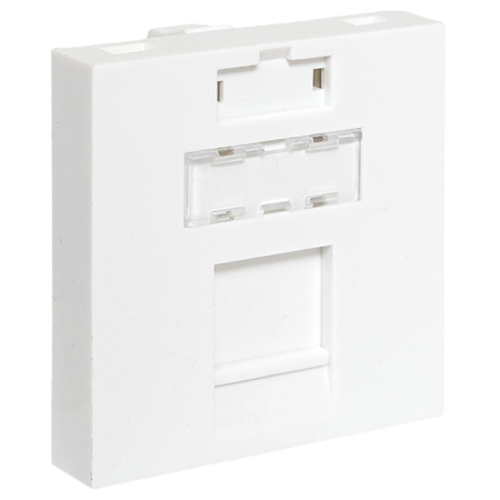 Вставка розеточная TERACOM PRO 45x45мм формат Mosaic на 1 модуль Keystone со шторкой и маркером белая EKF