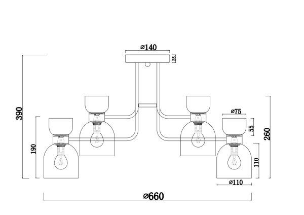Люстра 8*E14 40Вт Матовое Золото IP20 Isla FR5094PL-08G Freya
