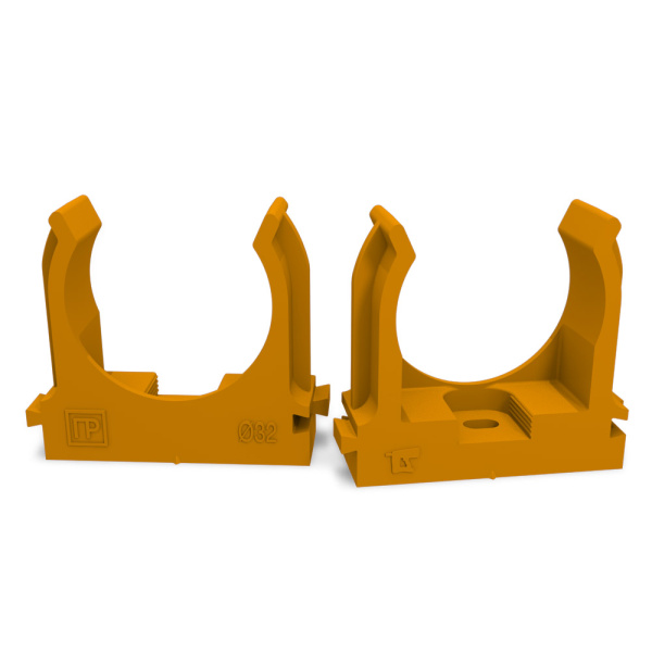 Крепеж-клипса для труб для прямого монтажа оранжевая d32 мм (25шт/500шт уп/кор) Промрукав