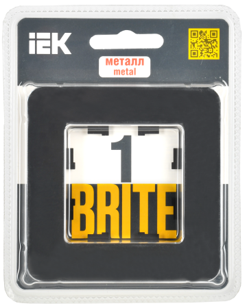 BRITE Рамка 1-мест. РУ-1-1-Бр металл черн. RE AL IEK