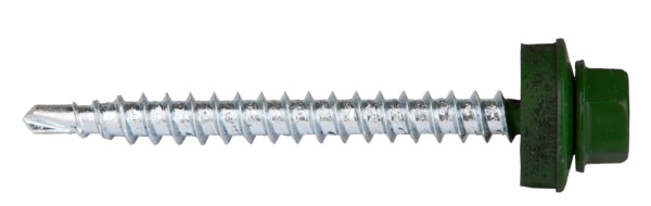 Саморезы СКД кровельные, RAL 6005 зеленый насыщенный, 50 х 4.8 мм, 250 шт, для деревянной обрешетки, Профессионал ЗУБР