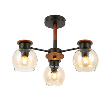 Люстра потолочная Черный, Темное дерево/Прозрачный, Янтарный E27 3*60Вт SLE108102-03 EVOLUCE