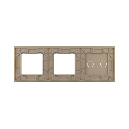 Панель для сенсорного выключателя и двух розеток, 2 клавиши, цвет золотой, стекло Livolo