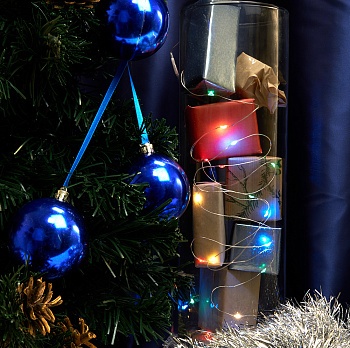 Св/д гирлянда Feron CL570 лин., мультиколор, 2м + 0.5м, с питанием от батареек, прозр.шнур