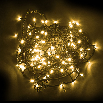 Светодиодная гирлянда Feron CL06 линейная 230V желтый c питанием от сети, контроллером, зеленый шнур