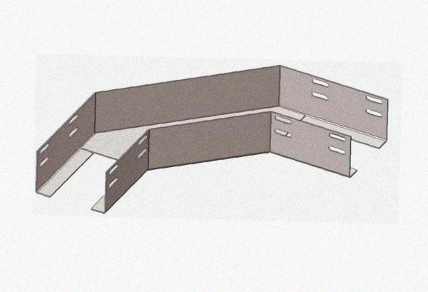 Лоток угловой замковый перфорированный КГЗ 100х50-90 УТ1,5 поворот на 90, оцинкованный лист S1,5