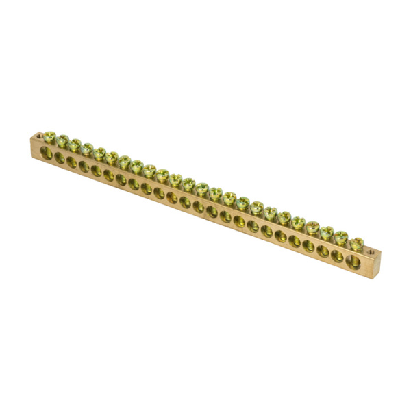 Шина PEN "ноль-земля" (8х12мм) 24 отверстия латунь крепеж по краям PROxima EKF