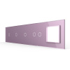 Панель для 4-х сенсорных выключателей и розетки, 5 клавиш (1+1+1+2), цвет розовый, стекло Livolo