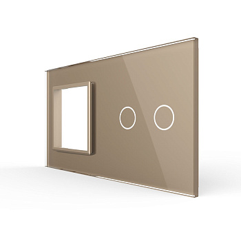 Панель для розетки и сенсорного выключателя, 2 клавиши, цвет золотой, стекло Livolo