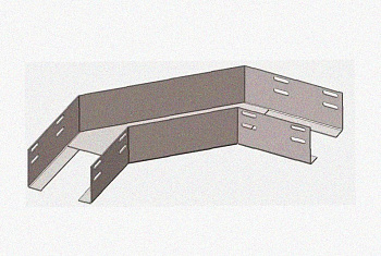 Лоток угловой замковый перфорированный КГЗ 300х50-90 УХЛ1 поворот на 90, оцинкованный лист, S1,0