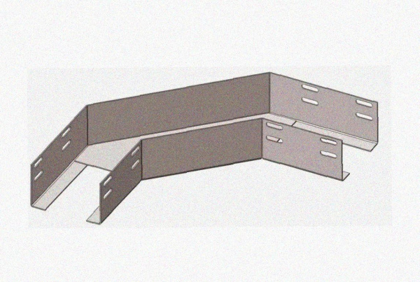 Лоток угловой замковый перфорированный КГЗ 300х50-90 УХЛ1 поворот на 90, оцинкованный лист, S1,0