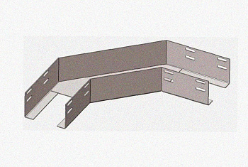 Лоток угловой замковый перфорированный КГЗ 50х50-90 УТ1,5 поворот на 90, оцинкованный лист S1,5