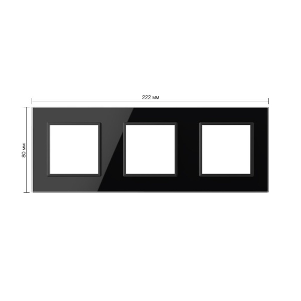 Рамка для розетки тройная черная Livolo