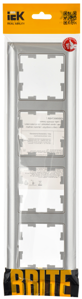 BRITE Рамка 4-мест. РУ-4-Бр алюм./алюм. IEK