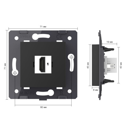 Розетка 1 пост HDMI 2.0, цвет черный (механизм) Livolo