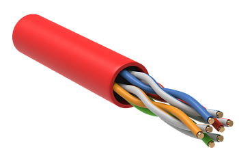 ITK Витая пара U/UTP кат.5E 4х2х24AWG solid LSZH нг(А)-HF красный (305м)