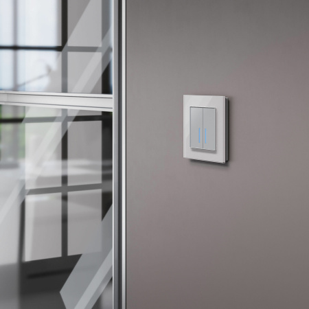 Сенсорный выключатель двухклавишный с подсветкой 1000 Вт (серебряный) СУ IP20 Werkel