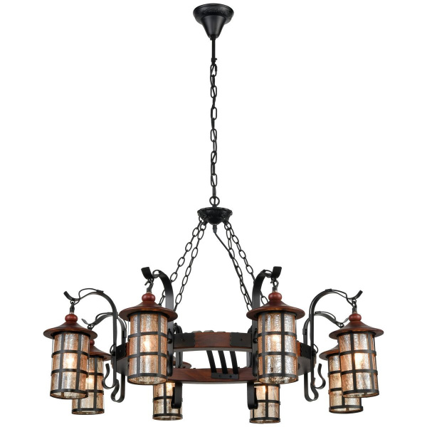 Люстра подвесная Дуб, Черный/Прозрачный E27 8*40Вт 560-703-08 VELANTE