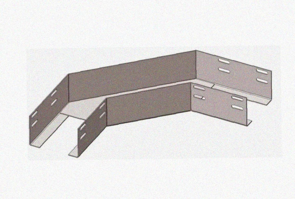 Лоток угловой перфорированный КГ 150х65-135 У3 поворот на 135, окрашенный, S1,5