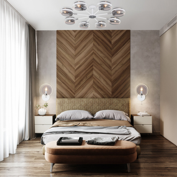 Потолочный светильник в стиле лофт 8*E14 60Вт белый, хром IP20 Gallo (70121/8 белый) Eurosvet