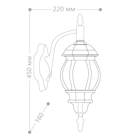 Светильник садово-парковый Feron 8102/PL8102 восьмигранный на стену вниз 100W E27 230V, белый