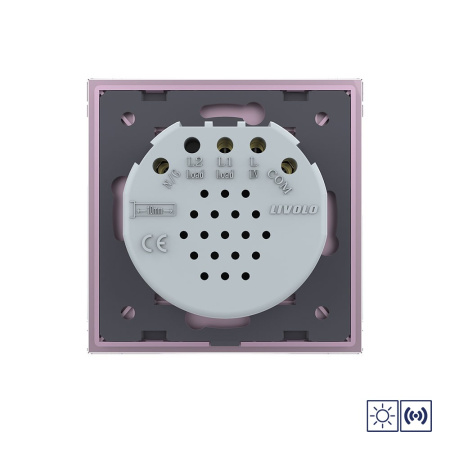 Сенсорный импульсный выключатель сухой контакт 1 клавиша 1 модуль Розовый Livolo