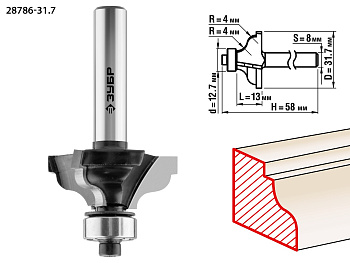 31.7x13мм, радиус 4мм, фреза кромочная калевочная №3 ЗУБР